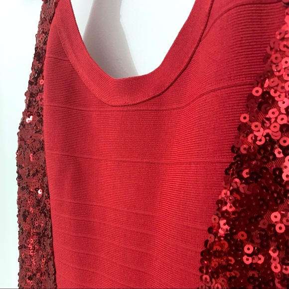 Red Guess Halter Dress with Sequin Detailing - Picture 5 of 8